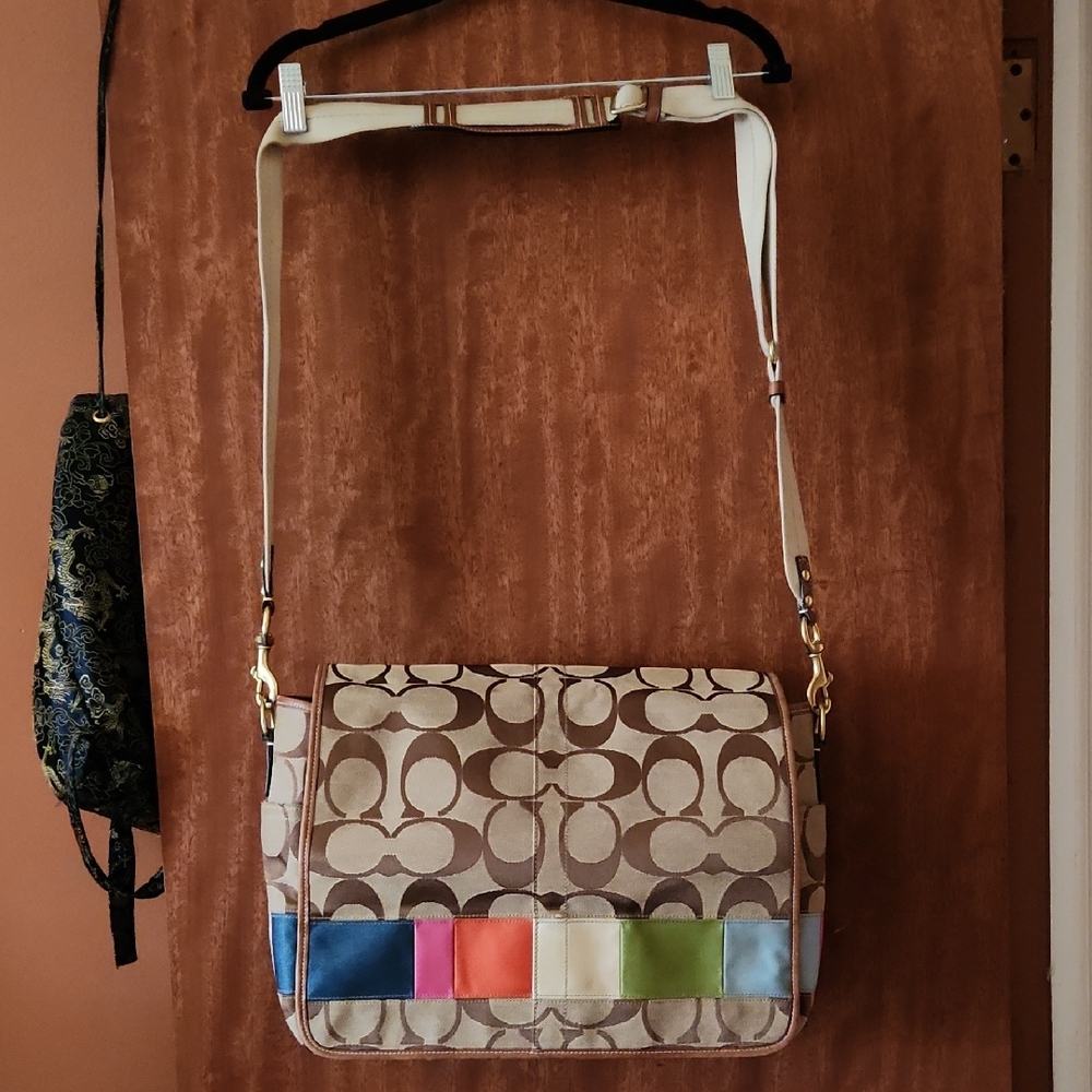 💯Authentic Vintage Coach Legacy Stripe Signature Messenger Bag